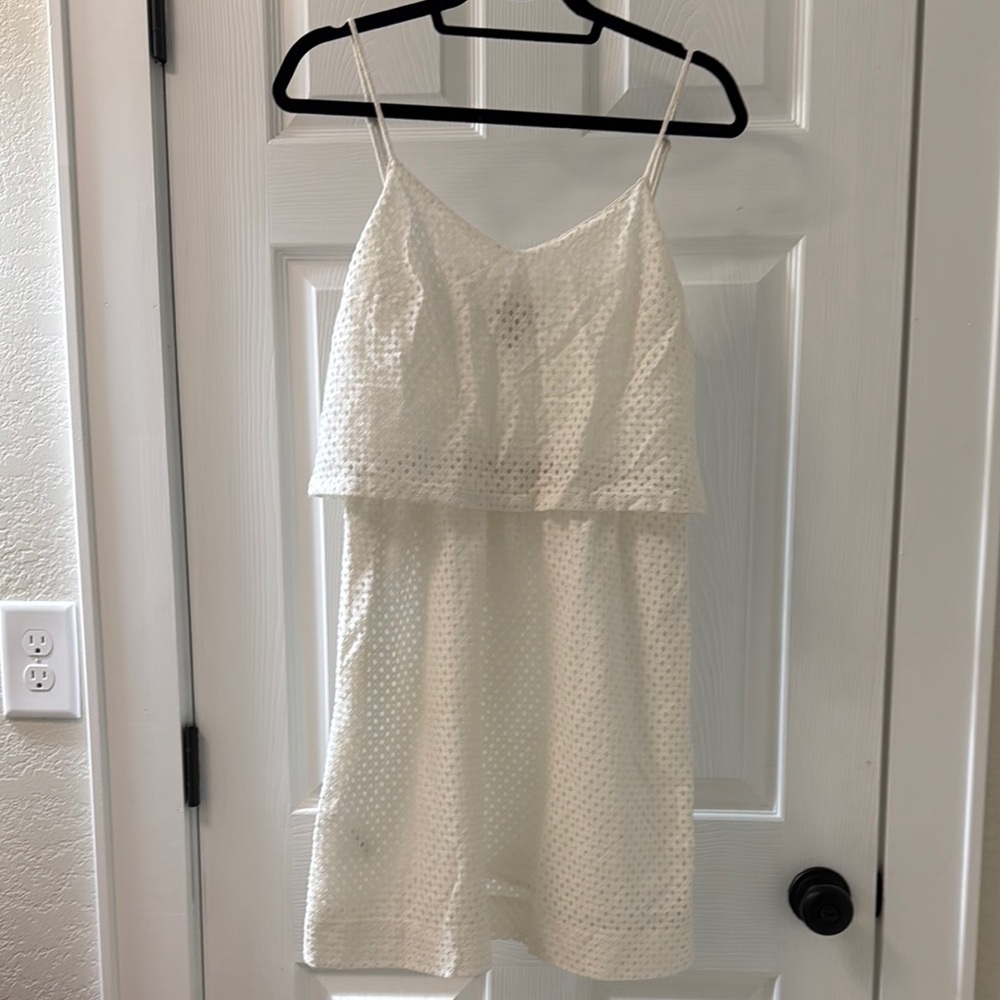 Ann Taylor Loft White Layered Eyelet Sundress Size 6